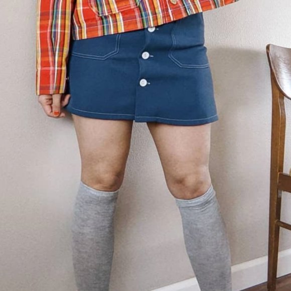 Blue Retro Mod Sans Souci Mini Skirt - Picture 5 of 7